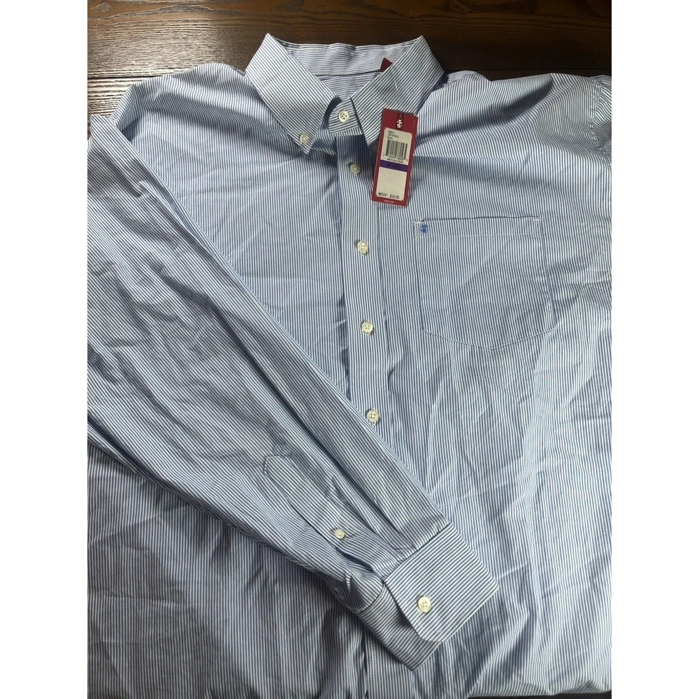 NEW IZOD Blue Stripe American Dream Dress Shirt L/S Size 2XL NWT